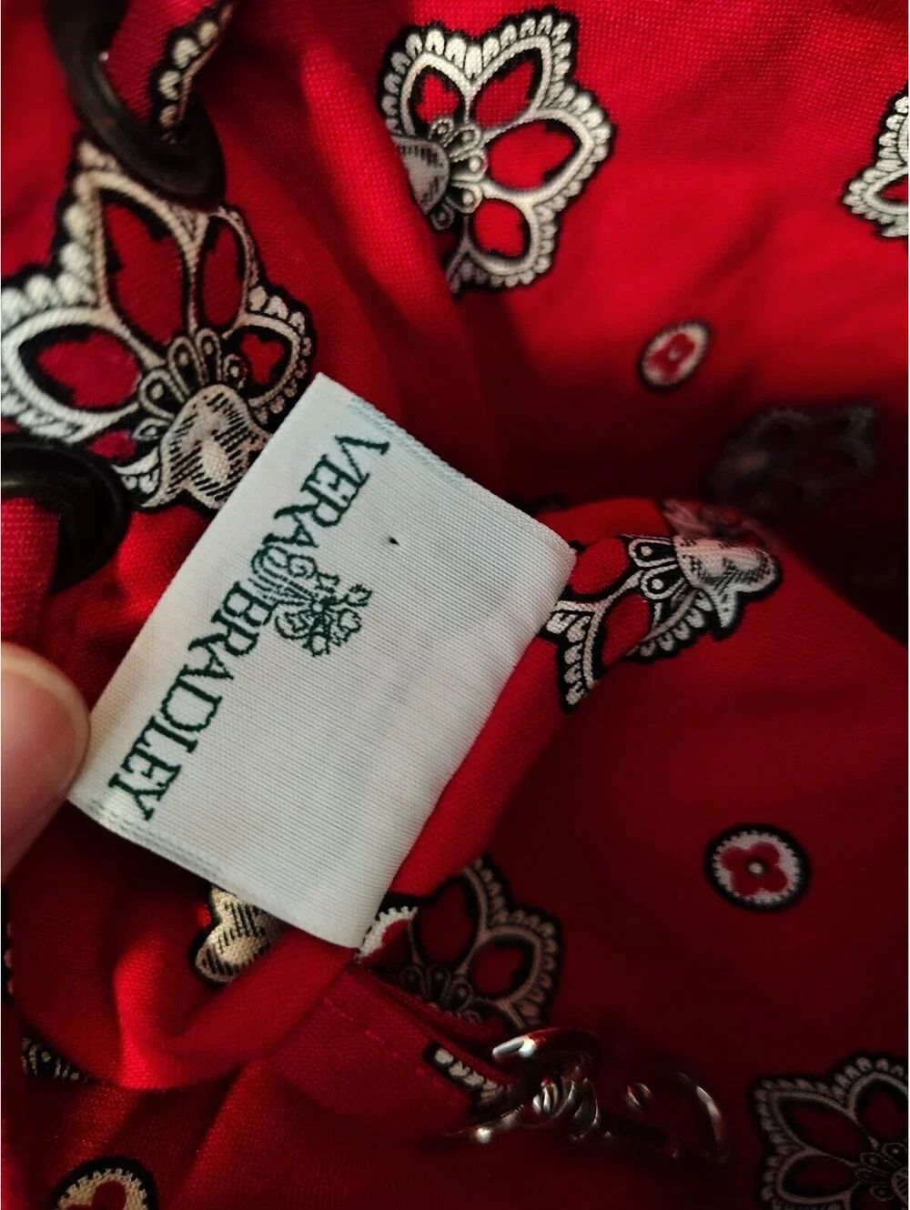 Vera Bradley Red Floral Paisley Quilted Cotton Backpack